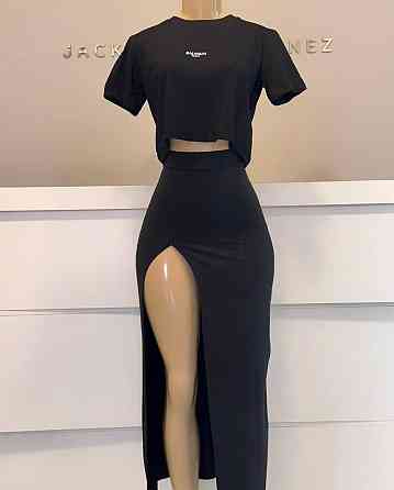 Женский летний костюм двойка: топ и юбка с вырезом вискоза 46/48 Одесса