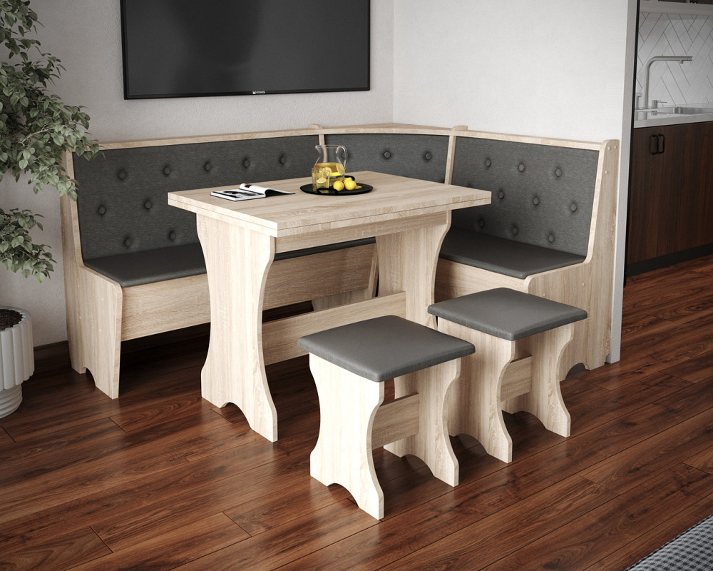 Табурет с мягким сиденьем, табуретка на кухню Ткань Мальмо (серый) ДСП Дуб Сонома Львов - изображение 2