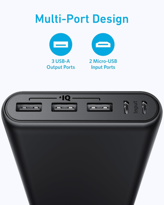Power Bank Anker 337 PowerCore 26K 26800mAh 3 USB Fast Charge для iPhone Samsung iPad Black Киев - изображение 5