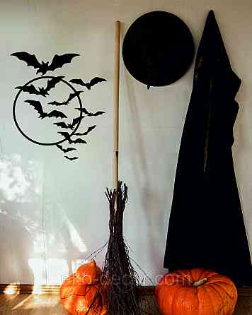 Декоративне настінне Панно «Кажани», Декор на стіну 90*80 см, Чорний Київ