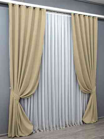 Комплект готових штор VR-Textil Мікровелюр Petek YL № 1801ш Кремовий 100х295 см 2 шт (31-841) Київ