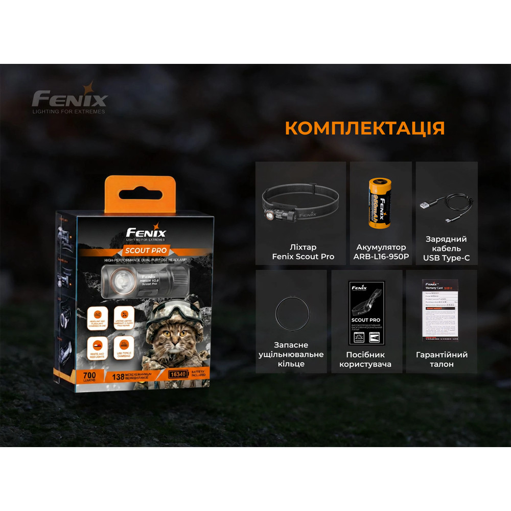 Тактичний налобний ліхтар Fenix Scout Pro (HM50R V2.0) з червоним та зеленим світлом | Лімітована серія Киев - изображение 16