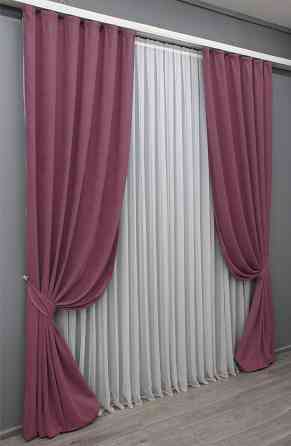 Комплект готовых штор VR-Textil Микровелюр Petek № 1517ш Темно-розовый 150х285 см 2 шт (33-0400) Киев