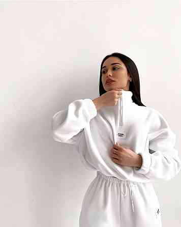 Жіночий теплий прогулянковий костюм двійка з двостороннього щільного флісу Білий, 42/44 Одеса