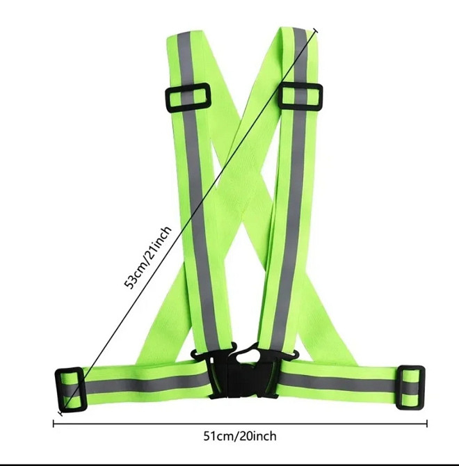 Светоотражающий регулируемый ремень для детей и взрослых с 145 до 200 см салатовый Киев - изображение 6