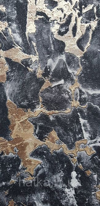 Шпалери вінілові на флізеліні AdaWall Roka 1.06х10 під камінь мармур структурні чорні золотисті 3д 23103-5 Київ - фото 3
