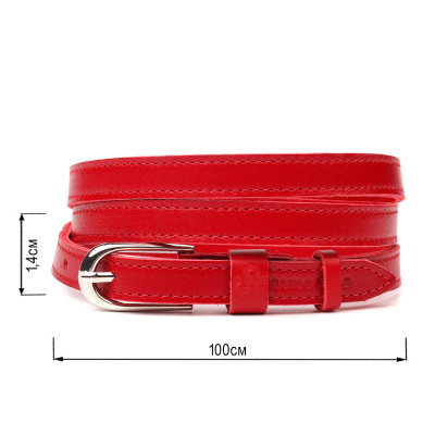 Ремінь Grande Pelle Вузький жіночий з натуральної шкіри Червоний (21440) Вінниця - фото 5