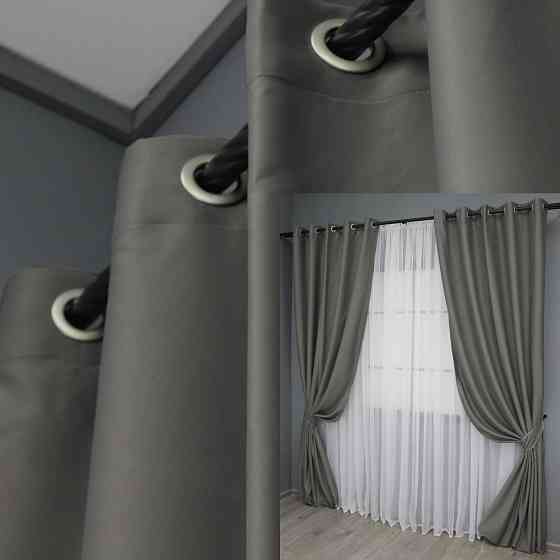 Комплект штор на люверсах VR-Textil Midnight № 1228ш 150х270 см 2 шт Серый (37-0137) Киев