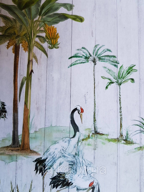 Шпалери вінілові Grandeco One roll one motif 2 A39401 панно озеро птиці дерева кущі на молочному під дерево Київ - фото 3