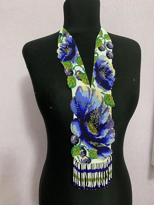 Гердан «Ніжна блакить» з бісеру Коломия - фото 1