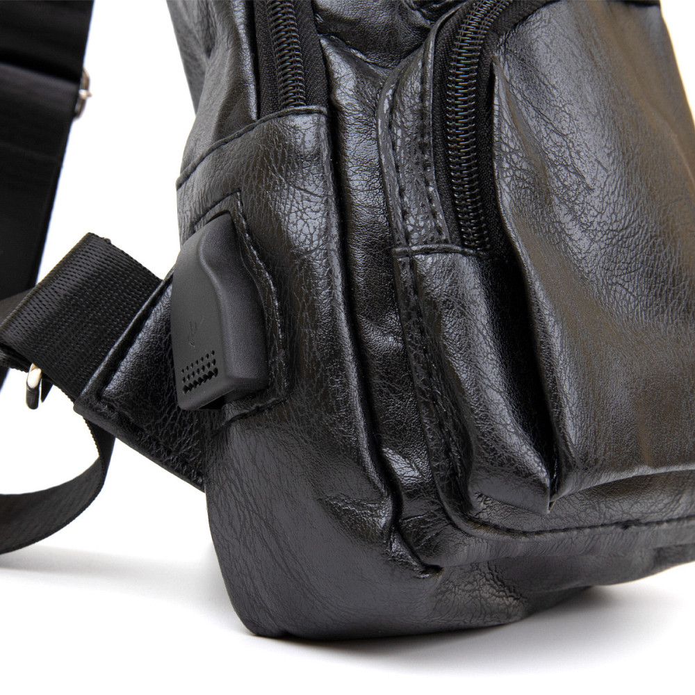 Сумка крос боді смарт зі шкірозамінника Чорна (Vintage) Київ - фото 8