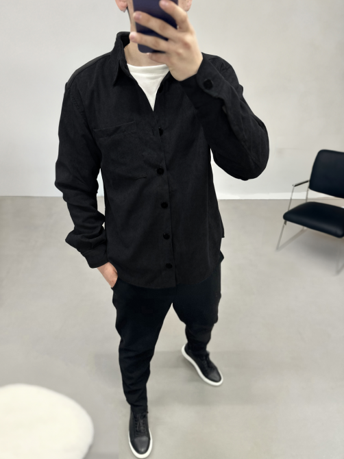 Сорочка чоловіча вельвет Чорний S Харків - фото 1