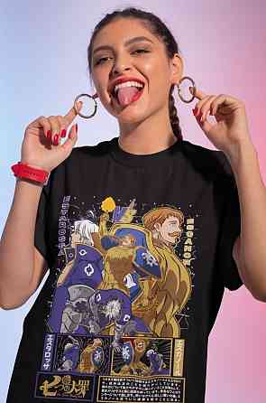 Футболка чоловіча з аніме принтом Есканор Севен Деадлй Сінс оверсайз (S/M/L) Чорний AnimeJ0967 Дніпро