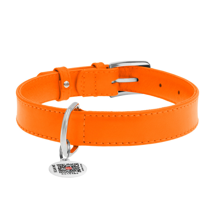 Нашийник для собак шкіряний WAUDOG Glamour з QR паспортом, без прикрас, M, Ш 20 мм, Дов 30-39 с Коломыя - изображение 2