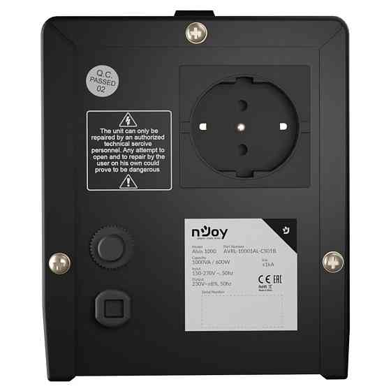 Стабілізатор NJOY Alvis 1000 (AVRL-10001AL-CS01B) AVR, 1 розетка Чорний Харків