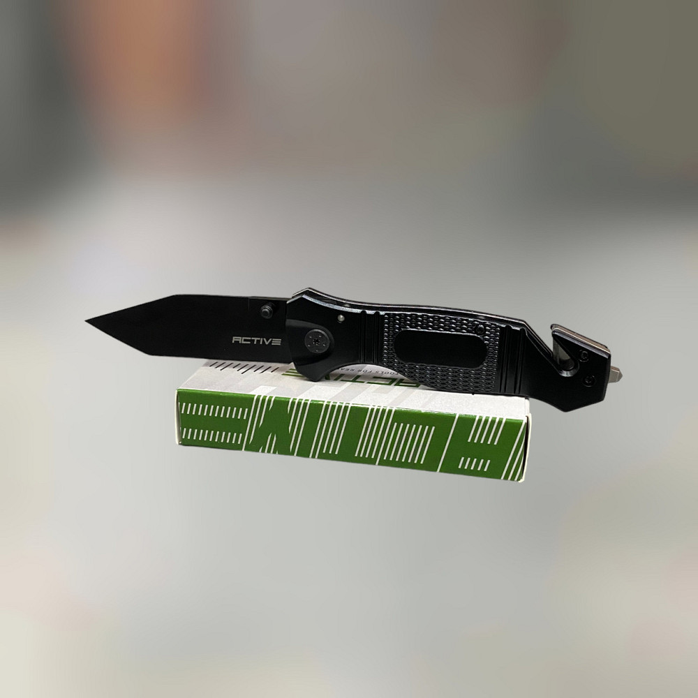 Складаний армійський ніж Active Lifesaver, колір – Чорний, нержавіюча сталь, складаний ніж для військових Solmir Київ - фото 1
