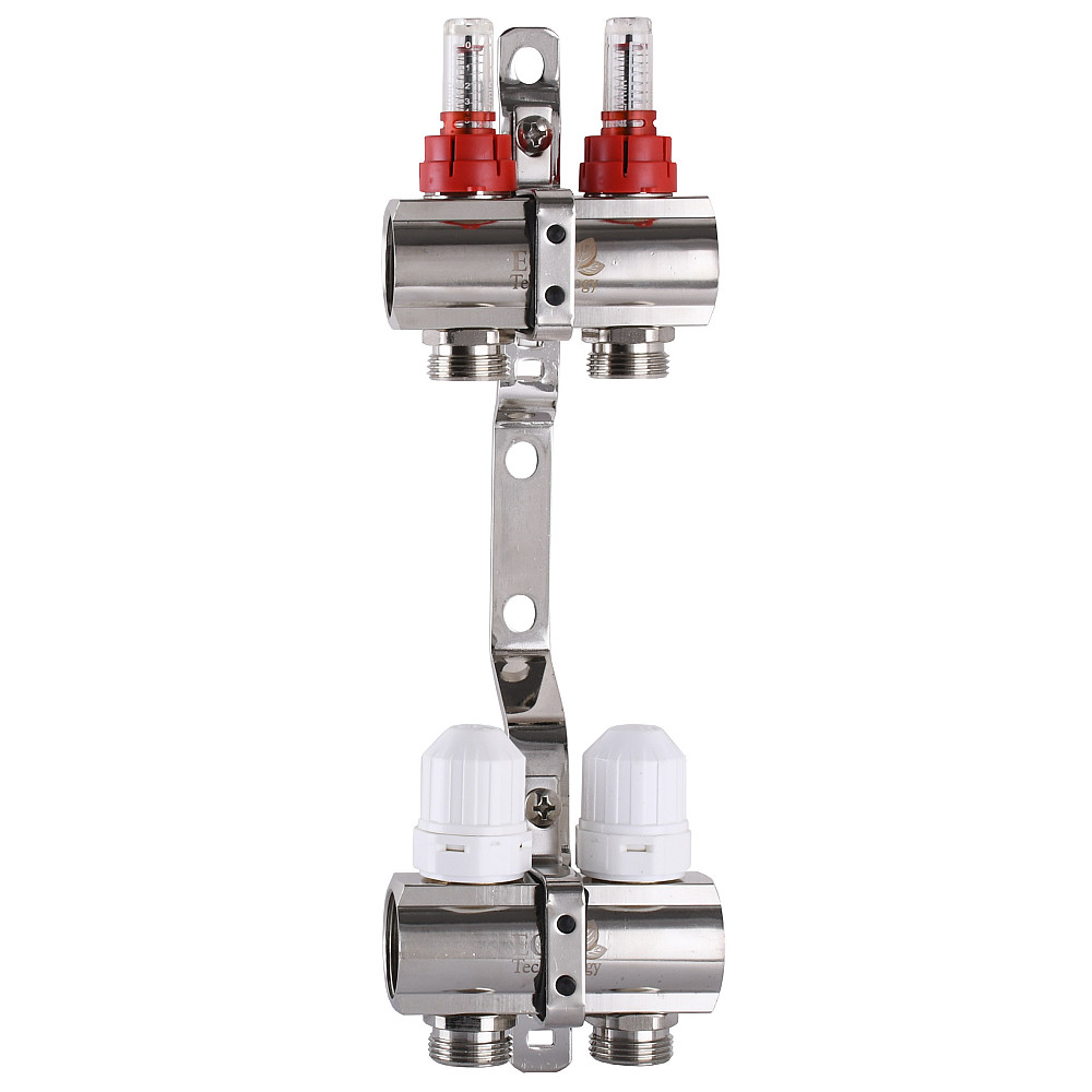 Колектор з вимірювачем витрат, регуляторами та кріпленням ECO 001D 1″x2 Тернопіль - фото 1