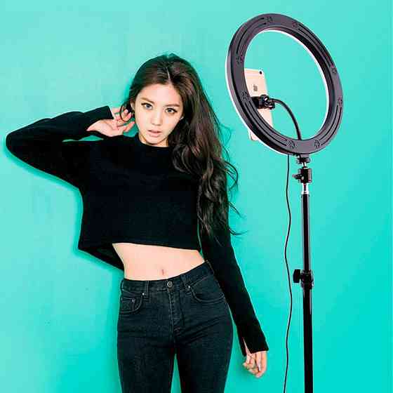 Кольцевая лампа RGB 26 см, от USB, MJ260 + Подарок Штатив для лампы 0,66-2 м + Пульт для селфи Bluetooth Киев