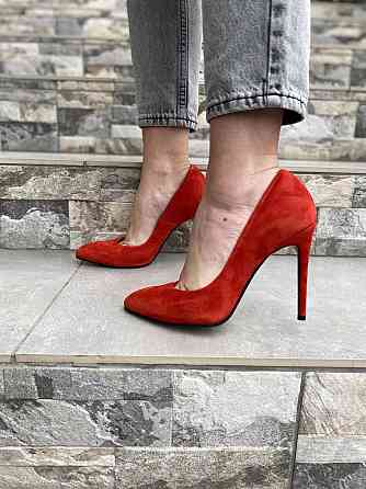 Туфлі жіночі M-LUX червоні натуральна замша каблук 10.5 см 38 р. (91020) Коломия