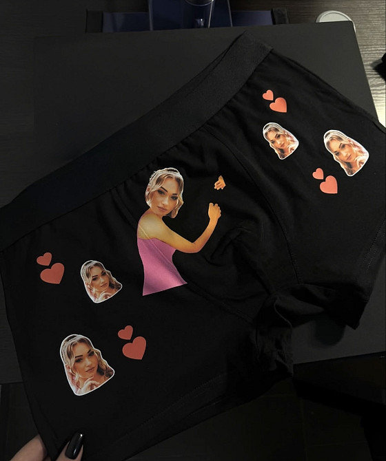 Чоловічі труси-боксери з індивідуальним фото та принтом сердець M Чернівці - фото 1