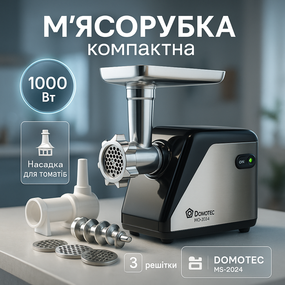 Электромясорубки электрические бытовые DOMOTEC MS-2024 3000 Вт, Мини мясорубки, Мясорубка металлическая FI-69 Львов - изображение 17