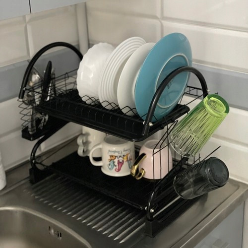 Двухуровневая сушилка металлическая для посуды в стиле лофт Ruhhy (24634) Нововолынск - изображение 10