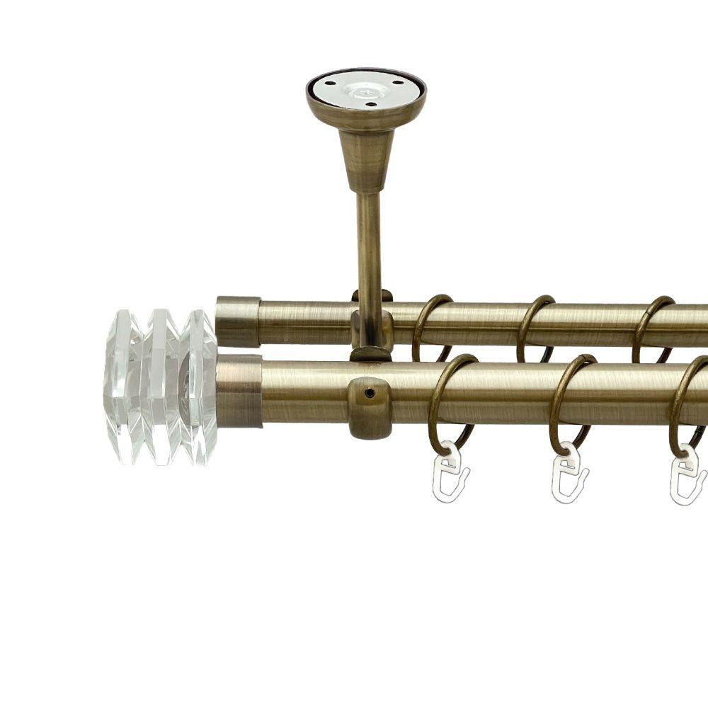 Карниз Orvit Міліора металевий дворядний відкритий до стелі гладка труба кільце металеве Антик 25\19 мм 200 см (00-00018641) Львів - фото 1