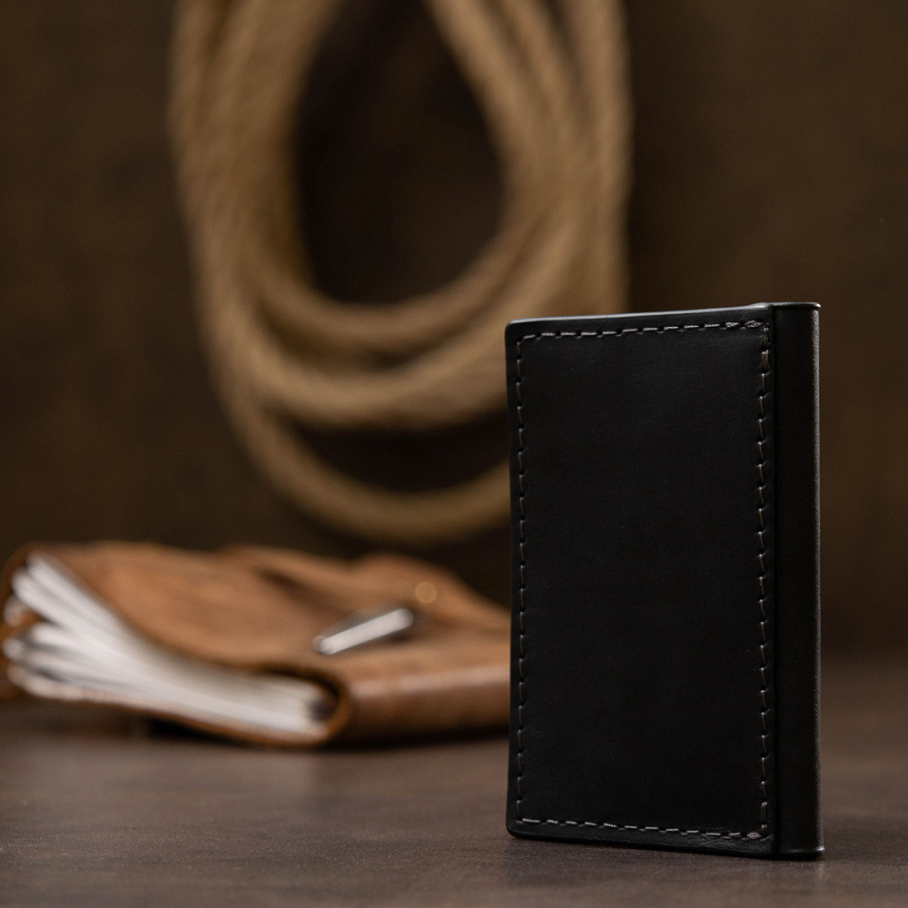 Кожаный компактный картхолдер Черный (GRANDE PELLE) Киев - изображение 2