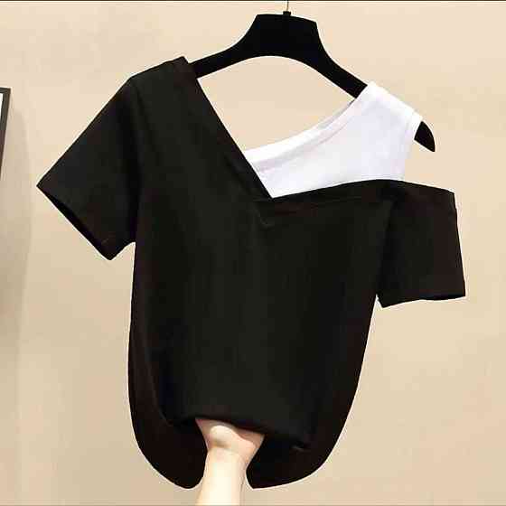 Трикотажна футболка "Black&White" оптом | Норма і батал Чорний, 46-48 Київ