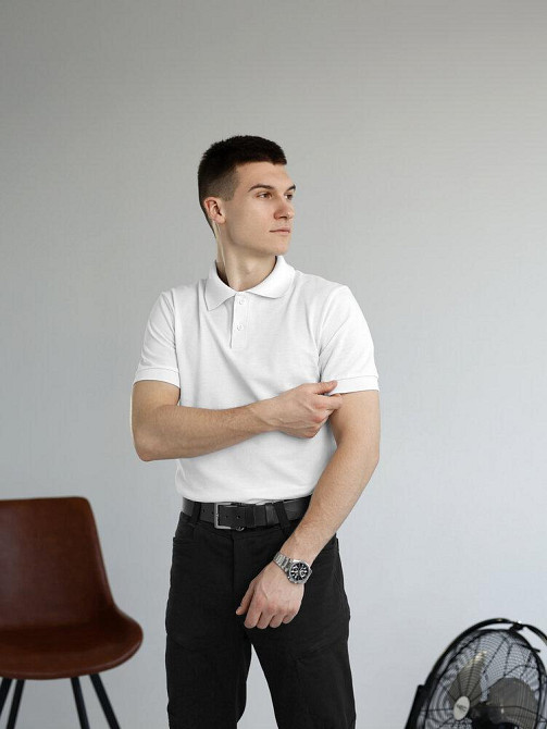 Белое базовое мужское поло веса/лето Pobedov Royal Киев - изображение 5