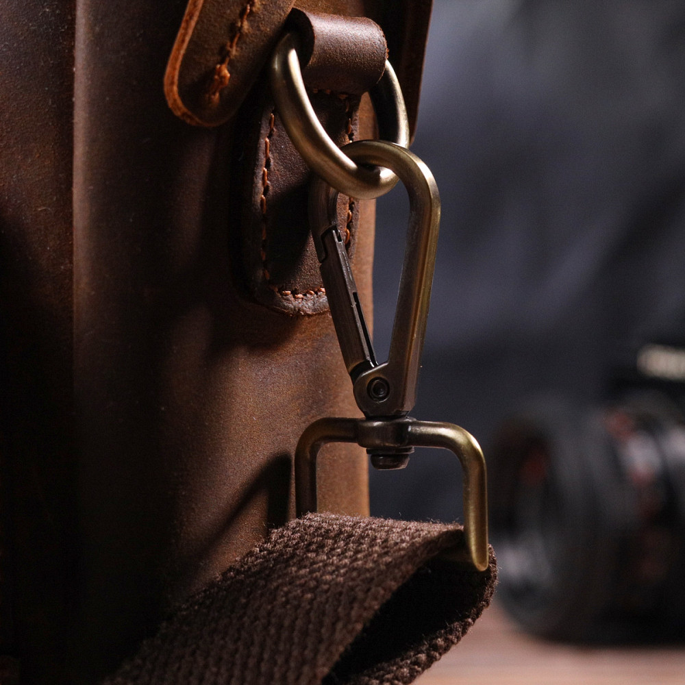 Компактна чоловіча сумка з натуральної вінтажної шкіри Коричнева (Vintage) Київ - фото 4