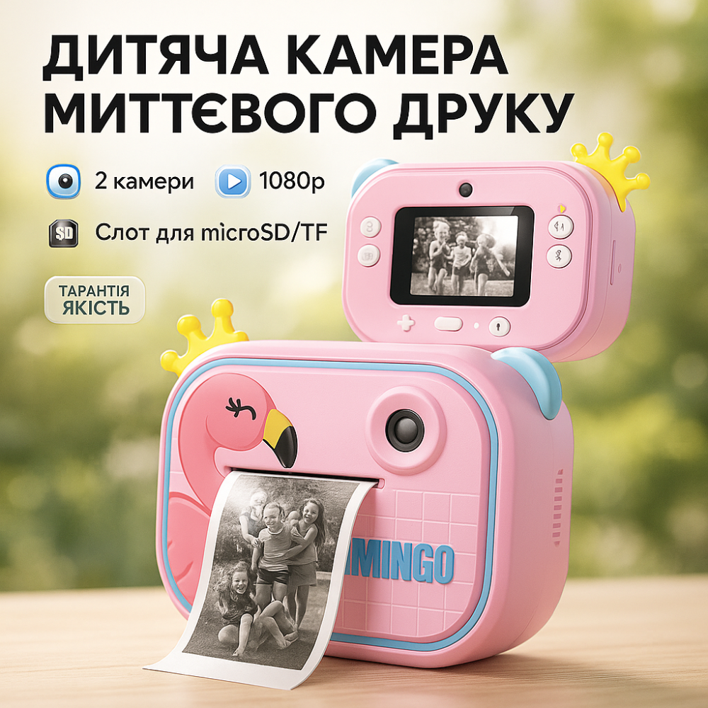 Дитячий фотоапарат миттєвого друку YT008 PINK FLAMINGO з підтримкою microSD LY-75 Львів - фото 19
