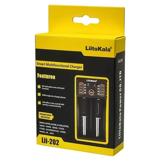 Универсальное зарядное устройство LiitoKala Lii-202 для 18650, AA, AAA Li-Ion, LiFePO4, Ni-MH/Cd + PowerBank Одесса