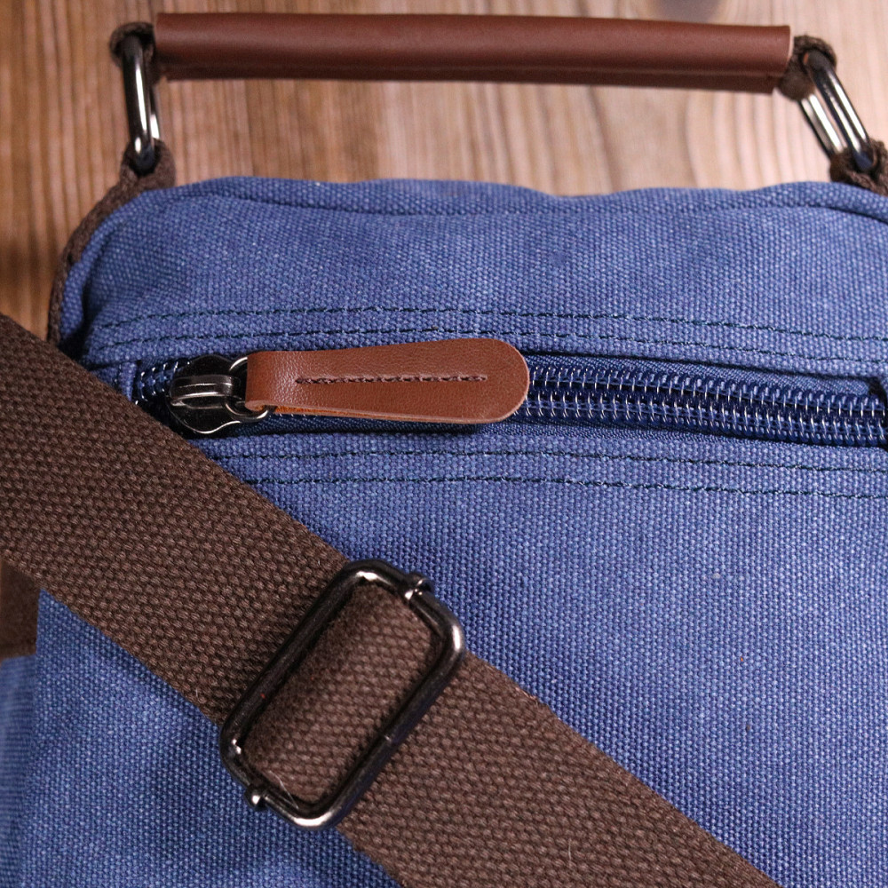 Відмінна чоловіча сумка із щільного текстилю Синя (Vintage) Київ - фото 4