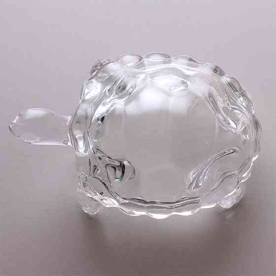 Стеклянная статуэтка Черепаха RESTEQ — интерьерная фигура талисман 21×15×9.5 см, прозрачный декор животное Киев