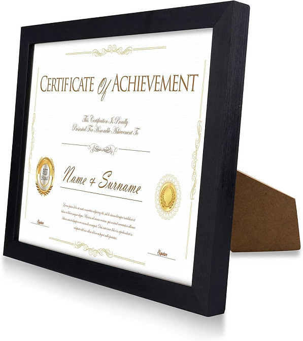 Рамка для фотографій, дипломів, сертифікатів 2 шт A4, дерев'яна чорна настінна з плексигласом GraduatePro 21x29 см Київ - фото 3
