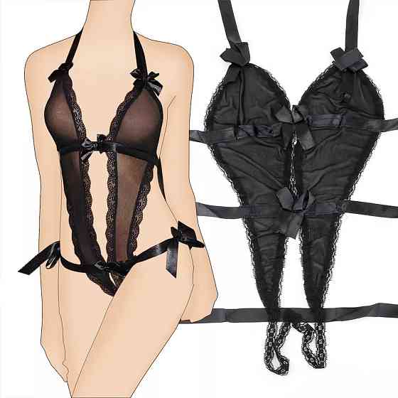 Прозрачное боди черное - размер универсальный, полиэстер Киев