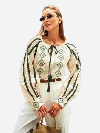 Жіноча сучасна вишиванка з традиційним орнаментом домотканий льон 46 Одеса