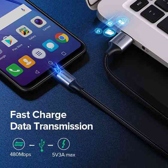 Кабель Micro USB Ugreen US290 60403 5V/3A для зарядки і передачі даних (Серій, 3м) Николаев