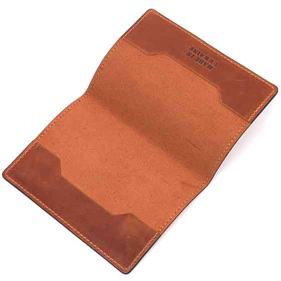 Оригинальная обложка на паспорт из винтажной кожи Украина GRANDE PELLE 16728 Светло-коричневая Киев