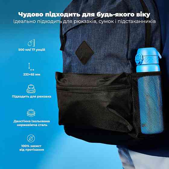 Пляшка для води металева вакуумна ION8 500 мл. Vacuum Insulated, Blue Каменское