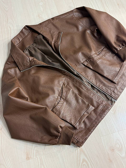 Куртка жіноча Buosc Hisae 80901 з екошкіри оверсайз бомбер коричнева, коричневий, XL Київ - фото 11