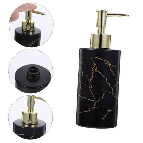 Диспенсер дозатор стеклянный для жидкого мыла Black Gold 350мл Винница