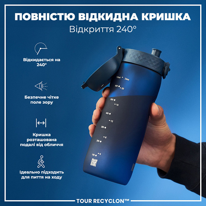 Пляшка для води ION8 750 мл. (ЕКО пляшка) BPA Free, Navy Кам'янське - фото 3
