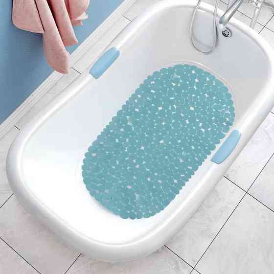 Силіконовий килимок для ванни та душу Bathlux овальної форми, нековзний, люкс якість 69 х 35 см Бірюзовий Кам'янець-Подільський