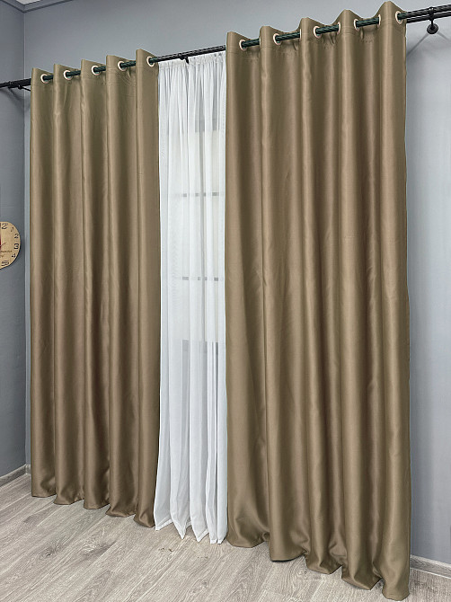 Комплект штор на люверсах VR-Textil Bagema Rvs № 1239ш 150х250 см 2 шт Молочний шоколад (37-0110) Київ - фото 11