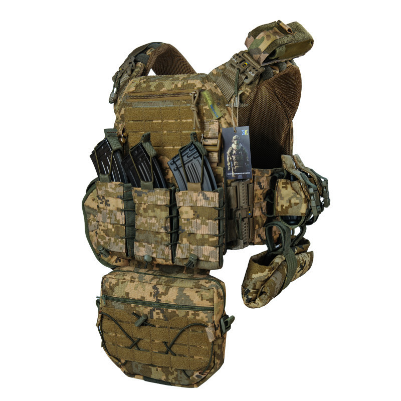Плитоноска тактична Warmor Gen.3 Pro Max зі швидким скиданням з підсумками (Піксель) Вінниця - фото 2