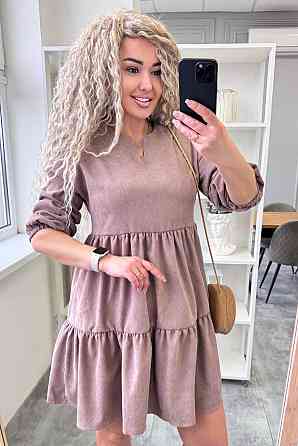 Женское базовое повседневное платье микро вельвет Беж, 50/52 Одесса