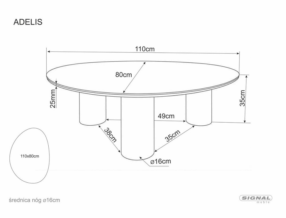 Журнальний столик ADELIS білий PANDORO/дуб 110*80 Днепр - изображение 7