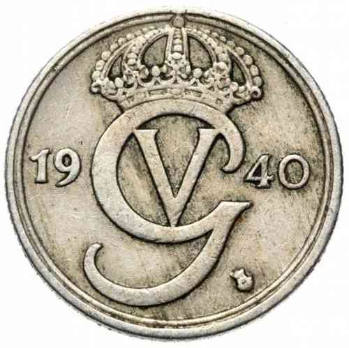 Монета Швеція 10 ере 1940 Швеция Полтава